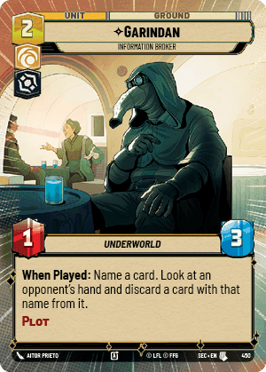 Garindan - Information Broker (SEC) Uncommon Fantasy Flight Games Hyperspace Non-Foil
