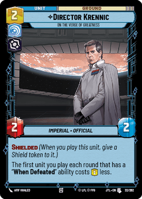 Director Krennic - On the Verge Of Greatness (JTL) Uncommon Fantasy Flight Games Standard Non-Foil