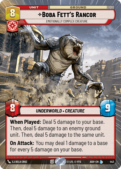 Boba Fett's Rancor - Emotionally Complex Creature (ASH) Legendary Star Wars Unlimited Fantasy Flight Games Hyperspace Non-Foil