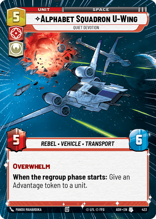 Alphabet Squadron U-Wing - Quiet Devotion (ASH) Uncommon Star Wars Unlimited Fantasy Flight Games Hyperspace Non-Foil