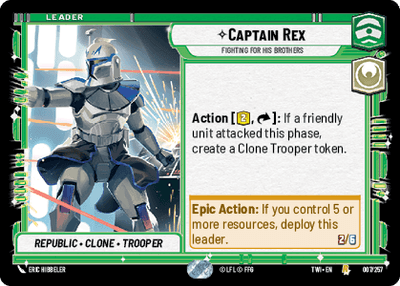 Captain Rex - Fighting for his Brothers (TWI) Rare Star Wars Unlimited Fantasy Flight Games Standard Non-Foil 