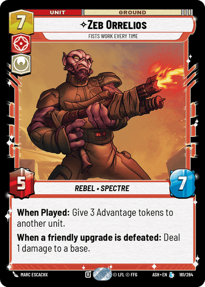 Zeb Orrelios - Fists Work Every Time (ASH) Legendary Star Wars Unlimited Fantasy Flight Games Standard Non-Foil