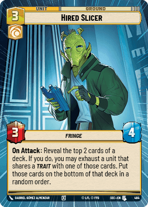 Hired Slicer (SEC) Uncommon Fantasy Flight Games Hyperspace Non-Foil