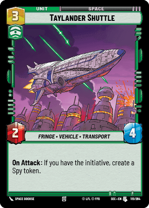 Taylander Shuttle (SEC) Uncommon Fantasy Flight Games Standard Non-Foil
