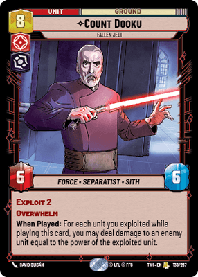 Count Dooku - Fallen Jedi (TWI) Rare Star Wars Unlimited Fantasy Flight Games Standard Non-Foil 