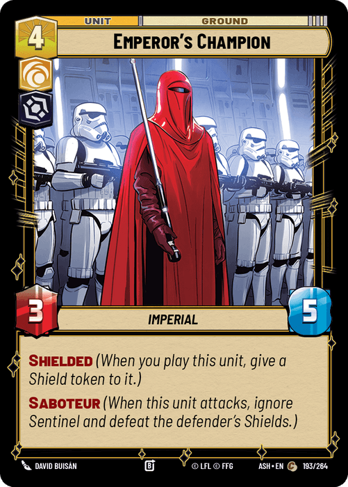 Emperor's Champion (ASH) Common Star Wars Unlimited Fantasy Flight Games Standard Non-Foil