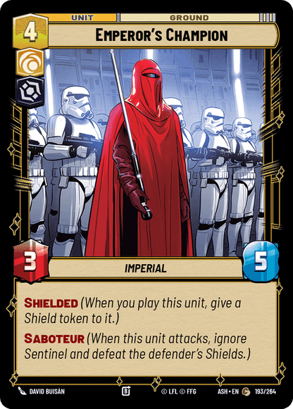 Emperor's Champion (ASH) Common Star Wars Unlimited Fantasy Flight Games Standard Non-Foil