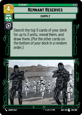 Remnant Reserves (SHD) Uncommon Star Wars Unlimited Fantasy Flight Games Standard Non-Foil 