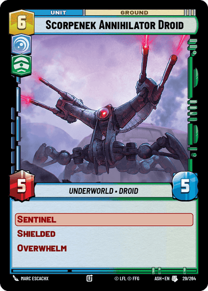 Scorpenek Annihilator Droid (ASH) Uncommon Star Wars Unlimited Fantasy Flight Games Standard Non-Foil
