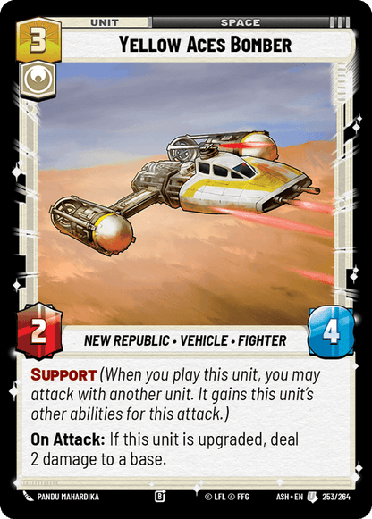 Yellow Aces Bomber (ASH) Uncommon Star Wars Unlimited Fantasy Flight Games Standard Non-Foil