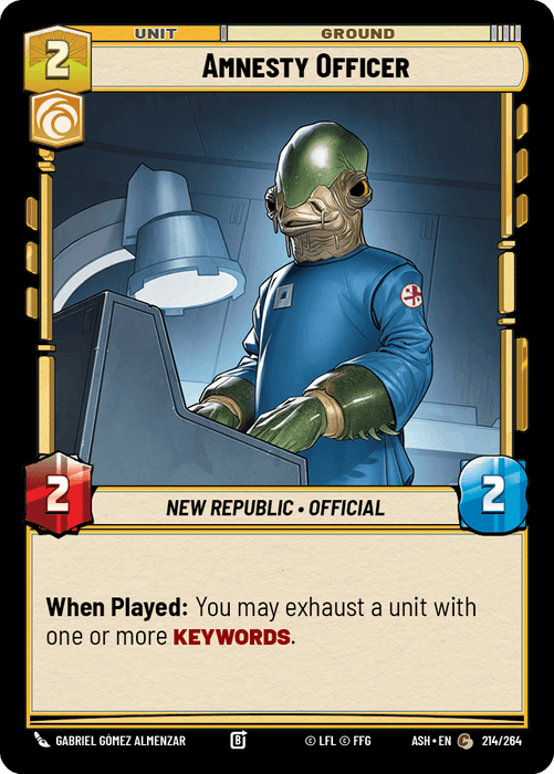 Amnesty Officer (ASH) Common Star Wars Unlimited Fantasy Flight Games Standard Non-Foil