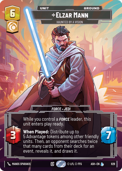 Elzar Mann - Haunted by a Vision (ASH) Legendary Star Wars Unlimited Fantasy Flight Games Prestige Non-Foil