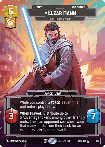 Elzar Mann - Haunted by a Vision (ASH) Legendary Star Wars Unlimited Fantasy Flight Games Prestige Non-Foil
