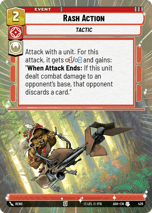 Rash Action (ASH) Uncommon Star Wars Unlimited Fantasy Flight Games Hyperspace Non-Foil