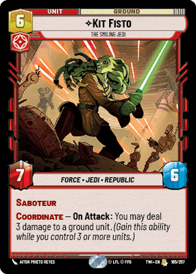 Kit Fisto - The Smiling Jedi (TWI) Rare Star Wars Unlimited Fantasy Flight Games Standard Non-Foil 
