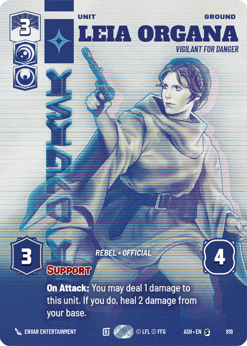 Leia Organa - Vigilant for Danger (ASH) Starter Star Wars Unlimited Fantasy Flight Games Prestige Non-Foil