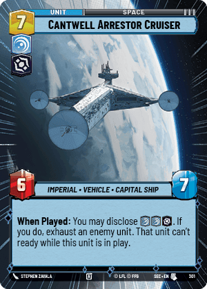 Cantwell Arrestor Cruiser (SEC) Uncommon Fantasy Flight Games Hyperspace Non-Foil