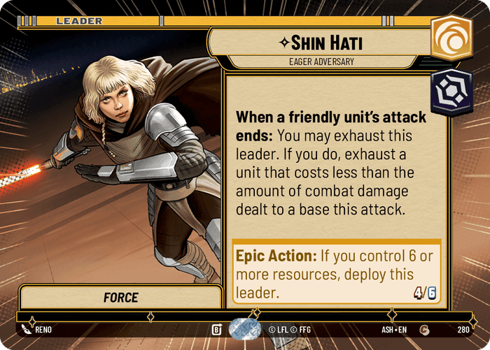 Shin Hati - Eager Adversary (ASH) Common Star Wars Unlimited Fantasy Flight Games Hyperspace Non-Foil