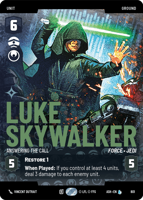 Luke Skywalker - Answering the Call (ASH) Legendary Star Wars Unlimited Fantasy Flight Games Prestige Non-Foil