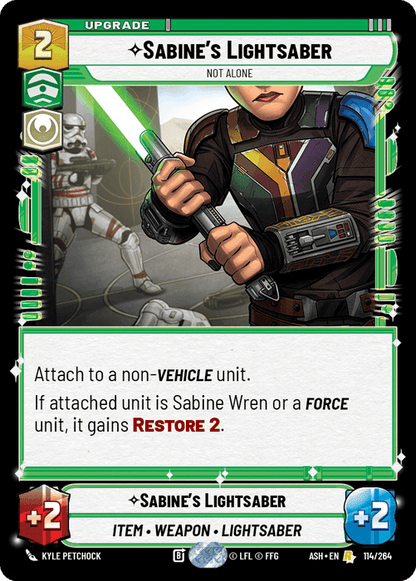 Sabine's Lightsaber - Not Alone (ASH) Rare Star Wars Unlimited Fantasy Flight Games Standard Non-Foil