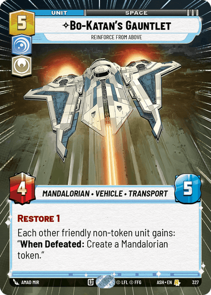 Bo-Katan's Gauntlet - Reinforce from Above (ASH) Rare Star Wars Unlimited Fantasy Flight Games Hyperspace Non-Foil