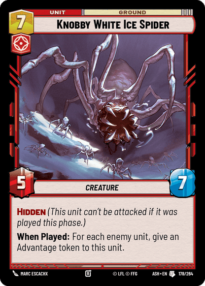 Knobby White Ice Spider (ASH) Uncommon Star Wars Unlimited Fantasy Flight Games Standard Non-Foil