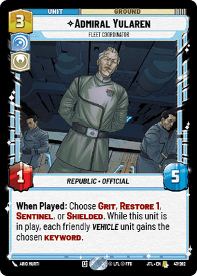 Admiral Yularen - Fleet Coordinator (JTL) Rare Fantasy Flight Games Standard Non-Foil