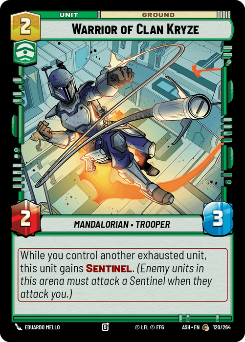 Warrior of Clan Kryze (ASH) Common Star Wars Unlimited Fantasy Flight Games Standard Non-Foil
