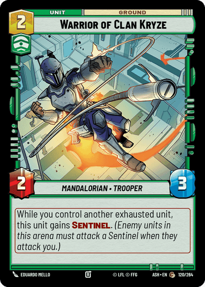 Warrior of Clan Kryze (ASH) Common Star Wars Unlimited Fantasy Flight Games Standard Non-Foil