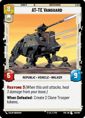 AT-TE Vanguard (TWI) Uncommon Star Wars Unlimited Fantasy Flight Games Standard Non-Foil 