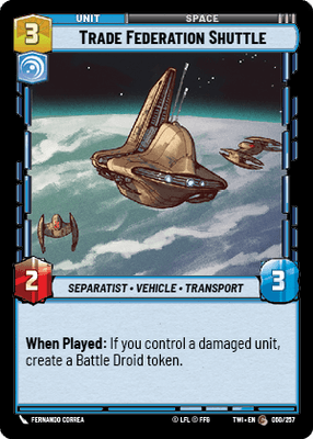 Trade Federation Shuttle (TWI) Common Star Wars Unlimited Fantasy Flight Games Standard Non-Foil 