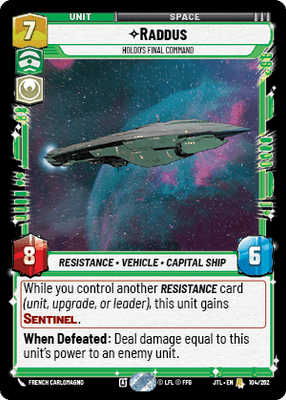Raddus - Holdo's Final Command (JTL) Rare Fantasy Flight Games Standard Non-Foil