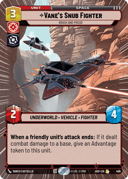 Vane's Snub Fighter - Brash and Proud (ASH) Rare Star Wars Unlimited Fantasy Flight Games Hyperspace Non-Foil