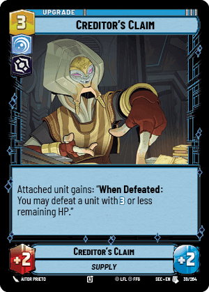 Creditor's Claim (SEC) Uncommon Fantasy Flight Games Standard Non-Foil