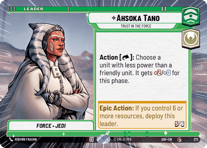 Ahsoka Tano - Trust in the Force (ASH) Common Star Wars Unlimited Fantasy Flight Games Hyperspace Non-Foil