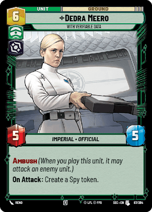 Dedra Meero - With Verifiable Data (SEC) Uncommon Fantasy Flight Games