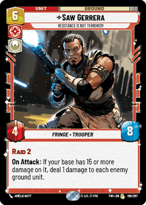 Saw Gerrera - Resistance is not Terrorism (TWI) Rare Star Wars Unlimited Fantasy Flight Games Standard Non-Foil 