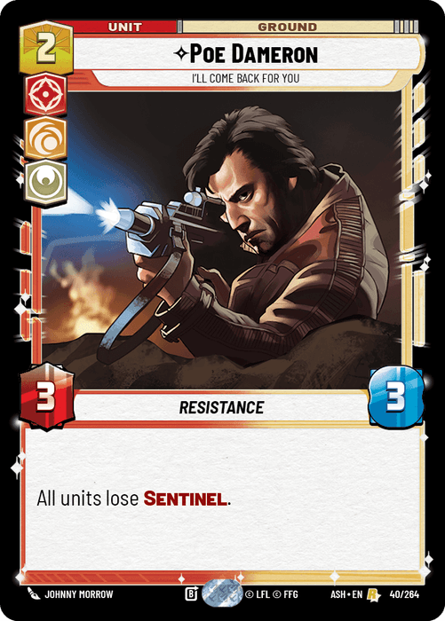 Poe Dameron - I'll Come Back For You (ASH) Rare Star Wars Unlimited Fantasy Flight Games Standard Non-Foil