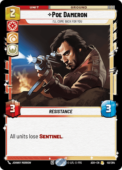 Poe Dameron - I'll Come Back For You (ASH) Rare Star Wars Unlimited Fantasy Flight Games Standard Non-Foil