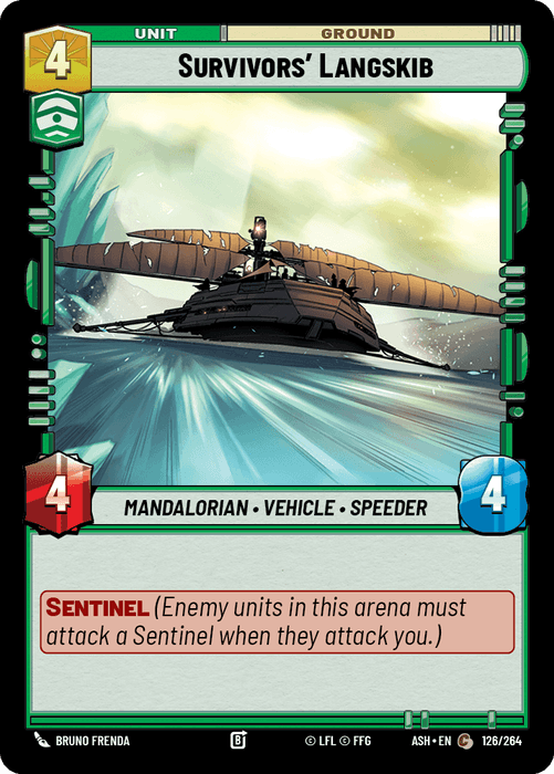 Survivors' Langskib (ASH) Common Star Wars Unlimited Fantasy Flight Games Standard Non-Foil