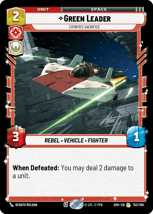 Green Leader - Crynyd's Sacrifice (ASH) Rare Star Wars Unlimited Fantasy Flight Games Standard Non-Foil