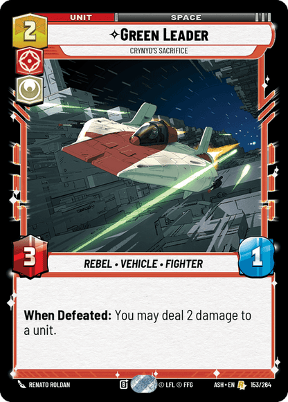 Green Leader - Crynyd's Sacrifice (ASH) Rare Star Wars Unlimited Fantasy Flight Games Standard Non-Foil