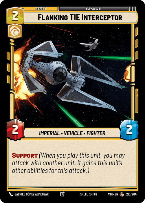 Flanking TIE Interceptor (ASH) Common Star Wars Unlimited Fantasy Flight Games Standard Non-Foil