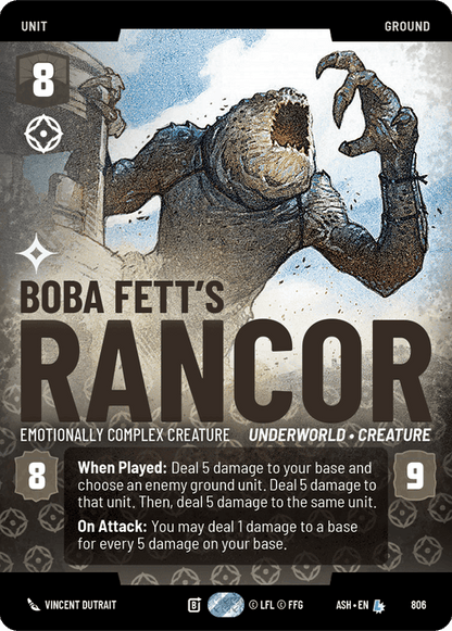 Boba Fett's Rancor - Emotionally Complex Creature (ASH) Legendary Star Wars Unlimited Fantasy Flight Games Prestige Non-Foil