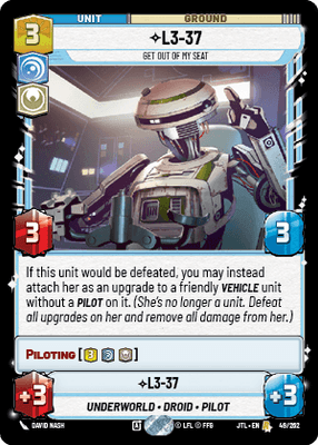 L3-37 - Get Out of My Seat (JTL) Rare Fantasy Flight Games Standard Non-Foil