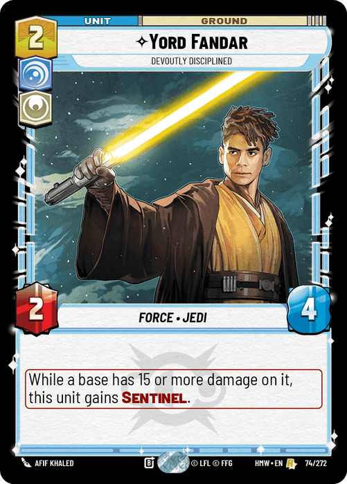 Yord Fandar - Devoutly Disciplined (HMW) Rare Star Wars Unlimited Fantasy Flight Games