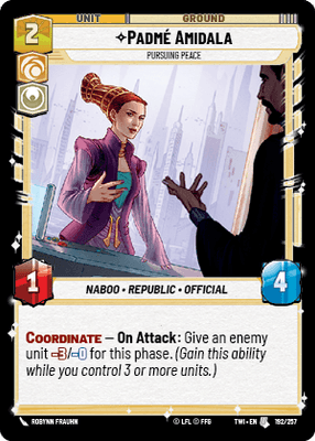 Padmé Amidala - Pursuing Peace (TWI) Uncommon Star Wars Unlimited Fantasy Flight Games Standard Non-Foil 