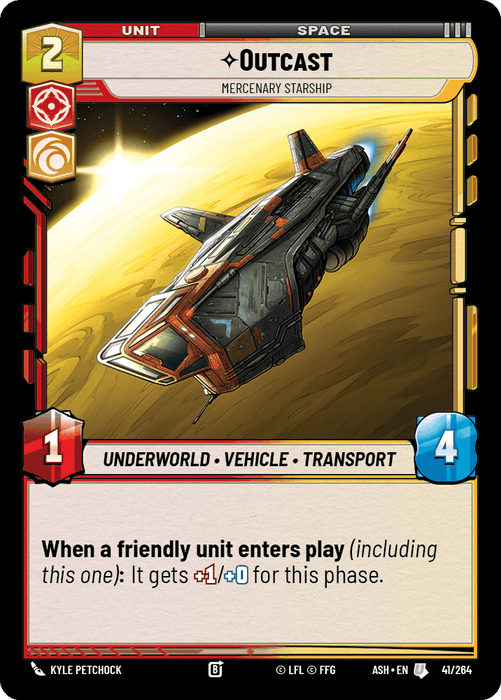 Outcast - Mercenary Starship (ASH) Uncommon Star Wars Unlimited Fantasy Flight Games Standard Non-Foil