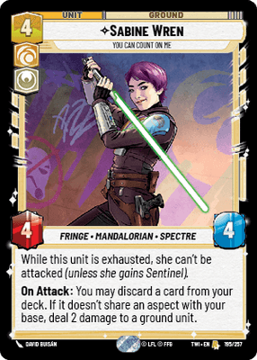 Sabine Wren - You can count on me (TWI) Rare Star Wars Unlimited Fantasy Flight Games Standard Non-Foil 