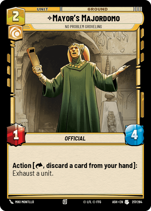 Mayor's Majordomo - No Problem Groveling (ASH) Uncommon Star Wars Unlimited Fantasy Flight Games Standard Non-Foil